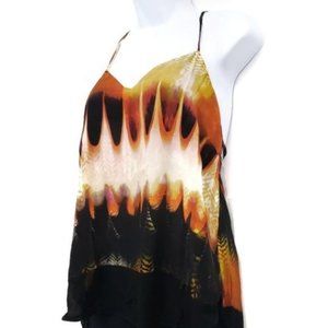 Line + Dot SILK Spaghetti T-Strap Hi-Lo Top Size LARGE